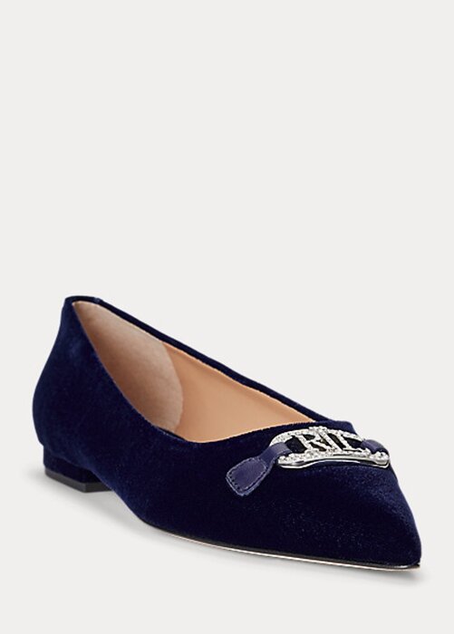 Námořnické dámské ploché boty Ralph Lauren Lilah Velvet Ballet Námořnické dámské ploché boty Ralph Lauren Lilah Velvet Ballet