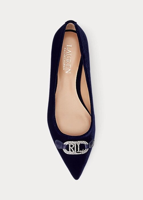 Námořnické dámské ploché boty Ralph Lauren Lilah Velvet Ballet Námořnické dámské ploché boty Ralph Lauren Lilah Velvet Ballet