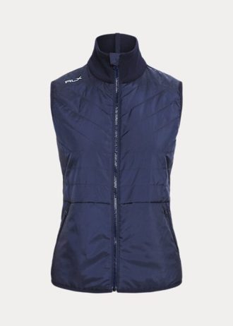 Námořnická dámská prošívaná přední hybridní vesta na zip Ralph Lauren