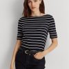 Námořnické dámské pruhované topy s lodním výstřihem Ralph Lauren Námořnické dámské pruhované topy s lodním výstřihem Ralph Lauren