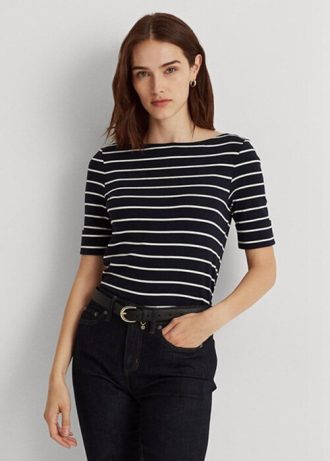 Námořnické dámské pruhované topy s lodním výstřihem Ralph Lauren