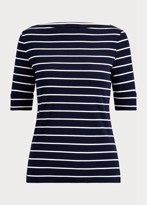 Námořnické dámské pruhované topy s lodním výstřihem Ralph Lauren Námořnické dámské pruhované topy s lodním výstřihem Ralph Lauren