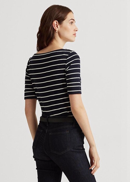 Námořnické dámské pruhované topy s lodním výstřihem Ralph Lauren Námořnické dámské pruhované topy s lodním výstřihem Ralph Lauren