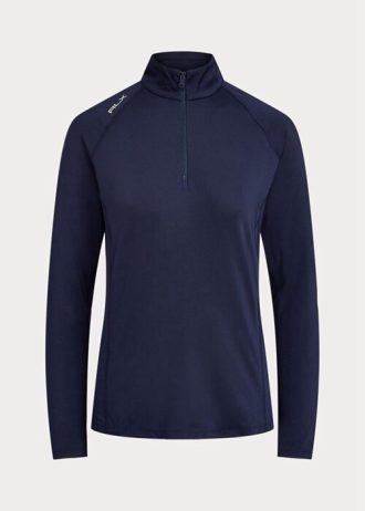 Námořnické dámské svetrové svetry Ralph Lauren Jersey se čtvrt zipem Námořnické dámské svetrové svetry Ralph Lauren Jersey se čtvrt zipem