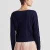 Námořnické dámské svetry Ralph Lauren Aran-Knit z bavlny Námořnické dámské svetry Ralph Lauren Aran-Knit z bavlny