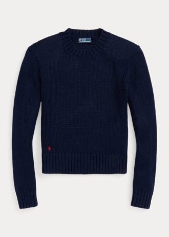Námořnické dámské svetry Ralph Lauren Bavlněné s výstřihem Námořnické dámské svetry Ralph Lauren Bavlněné s výstřihem