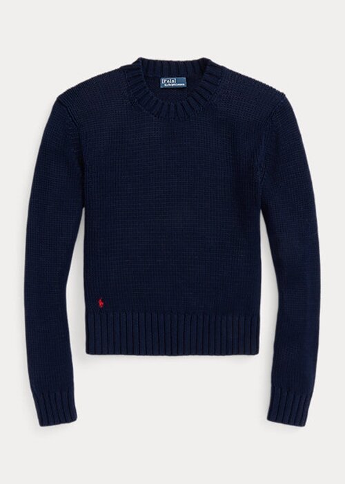 Námořnické dámské svetry Ralph Lauren Bavlněné s výstřihem Námořnické dámské svetry Ralph Lauren Bavlněné s výstřihem