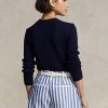 Námořnické dámské svetry Ralph Lauren Bavlněné s výstřihem Námořnické dámské svetry Ralph Lauren Bavlněné s výstřihem