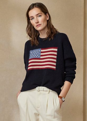 Námořnické dámské svetry Ralph Lauren Flag Cashmere Crewneck Námořnické dámské svetry Ralph Lauren Flag Cashmere Crewneck