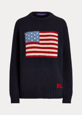 Námořnické dámské svetry Ralph Lauren Flag Cashmere Crewneck Námořnické dámské svetry Ralph Lauren Flag Cashmere Crewneck