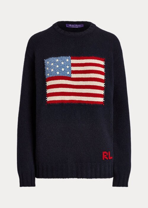 Námořnické dámské svetry Ralph Lauren Flag Cashmere Crewneck Námořnické dámské svetry Ralph Lauren Flag Cashmere Crewneck