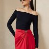 Námořnické dámské svetry Ralph Lauren Mulberry Silk Off-the-Shoulder Námořnické dámské svetry Ralph Lauren Mulberry Silk Off-the-Shoulder