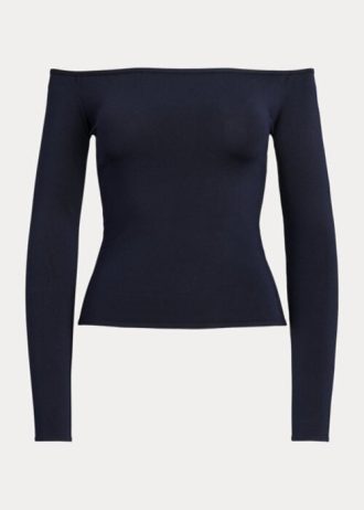 Námořnické dámské svetry Ralph Lauren Mulberry Silk Off-the-Shoulder Námořnické dámské svetry Ralph Lauren Mulberry Silk Off-the-Shoulder