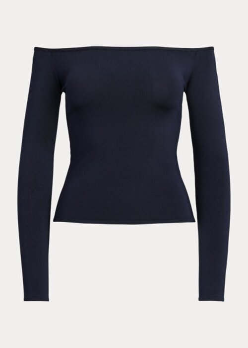 Námořnické dámské svetry Ralph Lauren Mulberry Silk Off-the-Shoulder Námořnické dámské svetry Ralph Lauren Mulberry Silk Off-the-Shoulder