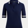 Námořnické dámské svetry s krátkým rukávem Ralph Lauren Silk-Blend