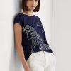 Námořnická dámská trička Ralph Lauren Graphic Jersey Námořnická dámská trička Ralph Lauren Graphic Jersey