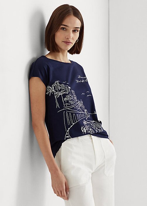 Námořnická dámská trička Ralph Lauren Graphic Jersey Námořnická dámská trička Ralph Lauren Graphic Jersey