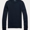 Námořnická dámská trička s dlouhým rukávem Ralph Lauren s žebrovaným semišem