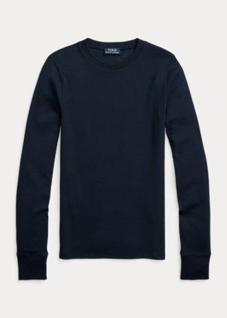 Námořnická dámská trička s dlouhým rukávem Ralph Lauren s žebrovaným semišem