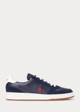 Námořnické / červené pánské kožené semišové tenisky Ralph Lauren Court Námořnické / červené pánské kožené semišové tenisky Ralph Lauren Court