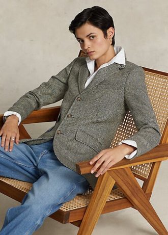 Námořnické / krémové dámské Hacking blejzry Ralph Lauren Linen-Blend s rybí kostí Námořnické / krémové dámské Hacking blejzry Ralph Lauren Linen-Blend s rybí kostí