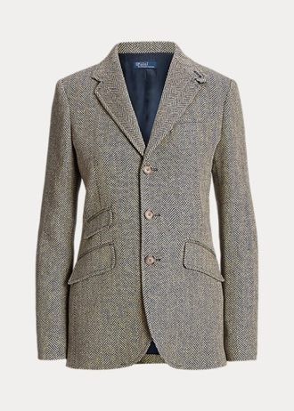 Námořnické / krémové dámské Hacking blejzry Ralph Lauren Linen-Blend s rybí kostí Námořnické / krémové dámské Hacking blejzry Ralph Lauren Linen-Blend s rybí kostí