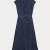 Námořnické / krémové dámské puntíkované hedvábné šaty Ralph Lauren Námořnické / krémové dámské puntíkované hedvábné šaty Ralph Lauren