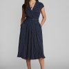 Námořnické / krémové dámské puntíkované hedvábné šaty Ralph Lauren Námořnické / krémové dámské puntíkované hedvábné šaty Ralph Lauren