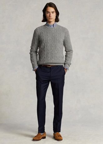 Námořnické pánské kalhoty Slim Fit vlněné keprové kalhoty Ralph Lauren
