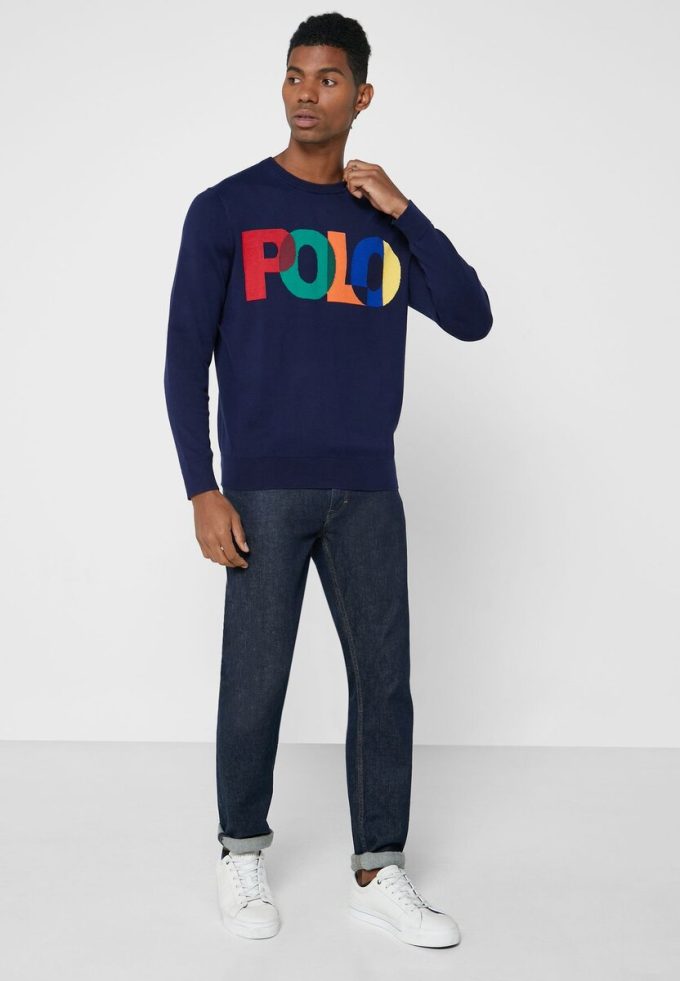 Námořnická pánská mikina s logem Ralph Lauren Námořnická pánská mikina s logem Ralph Lauren
