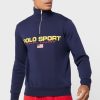 Námořnická pánská mikina s polovičním zipem Ralph Lauren Logo Námořnická pánská mikina s polovičním zipem Ralph Lauren Logo