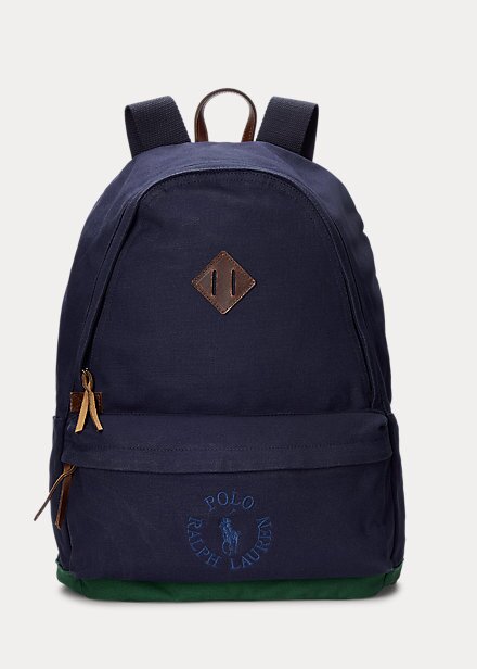 Námořnické pánské plátěné batohy Ralph Lauren s vyšívaným logem Námořnické pánské plátěné batohy Ralph Lauren s vyšívaným logem