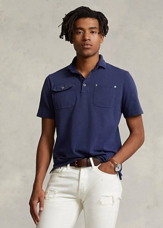 Námořnické pánské polokošile Ralph Lauren Classic Fit Mesh Pocket Pocket Námořnické pánské polokošile Ralph Lauren Classic Fit Mesh Pocket Pocket