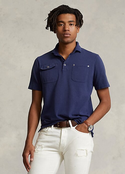 Námořnické pánské polokošile Ralph Lauren Classic Fit Mesh Pocket Pocket Námořnické pánské polokošile Ralph Lauren Classic Fit Mesh Pocket Pocket