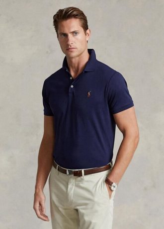 Námořnické pánské polokošile z měkké bavlny Ralph Lauren Custom Slim Fit Námořnické pánské polokošile z měkké bavlny Ralph Lauren Custom Slim Fit