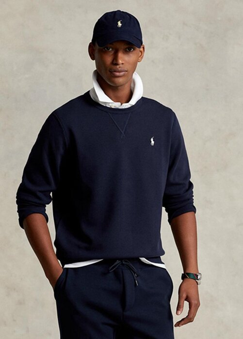 Námořnická pánská svetrová mikina Ralph Lauren s dvojitým úpletem Námořnická pánská svetrová mikina Ralph Lauren s dvojitým úpletem