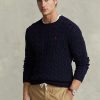Námořnické pánské svetry Ralph Lauren Bavlněné svetry s kabelovým úpletem