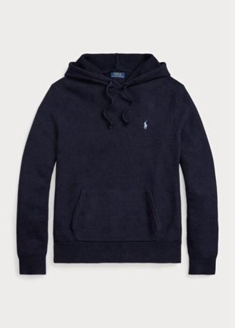 Námořnické pánské svetry Ralph Lauren s texturou z bavlny s kapucí Námořnické pánské svetry Ralph Lauren s texturou z bavlny s kapucí