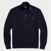 Námořnické pánské svetry Ralph Lauren síťované bavlněné svetry se čtvrtky na zip Námořnické pánské svetry Ralph Lauren síťované bavlněné svetry se čtvrtky na zip