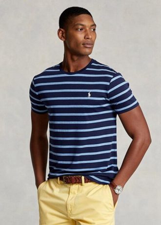 Námořnická pánská trička Ralph Lauren Custom Slim pruhovaná měkká bavlna