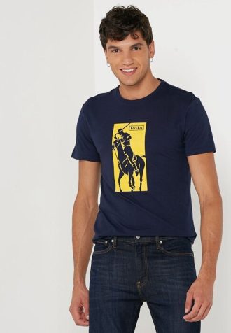 Námořnická pánská trička Ralph Lauren s potiskem s výstřihem