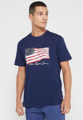 Námořnická pánská trička Ralph Lauren s potiskem s výstřihem