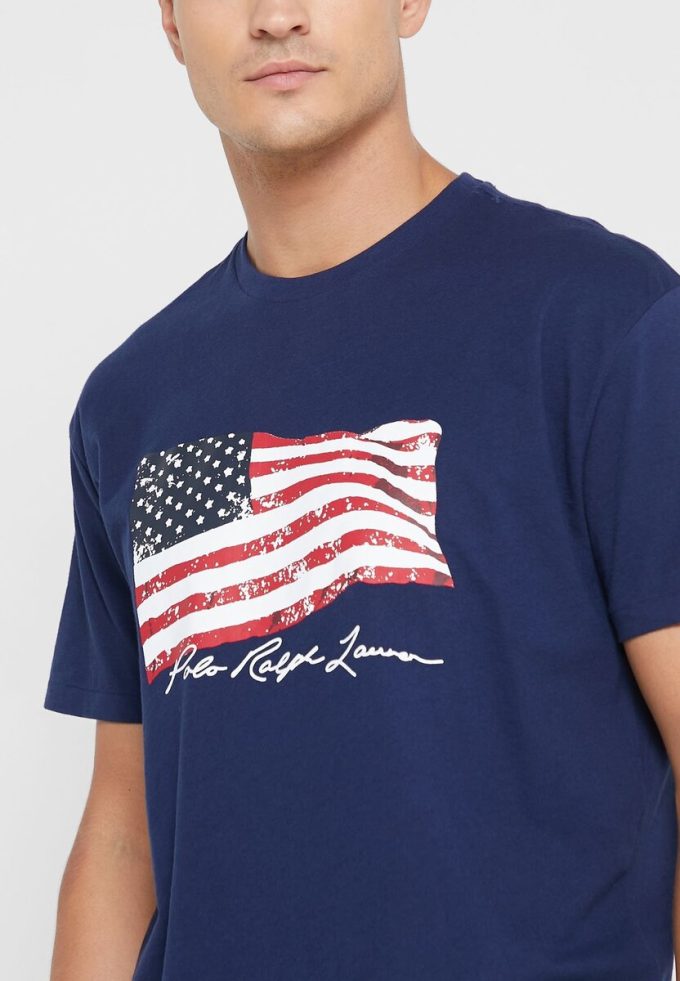 Námořnická pánská trička Ralph Lauren s potiskem s výstřihem