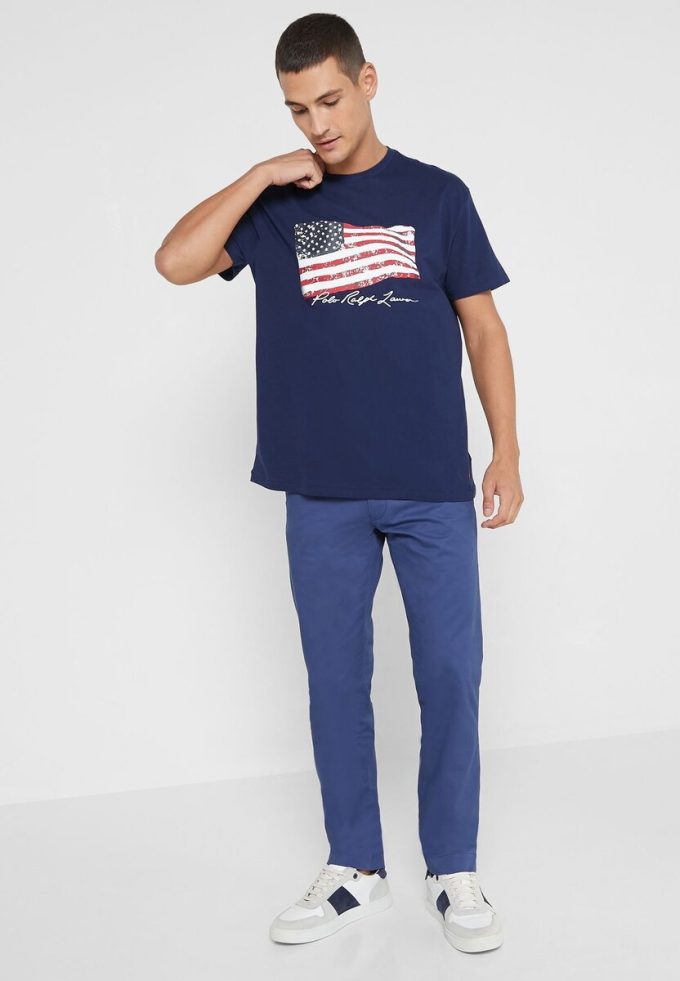 Námořnická pánská trička Ralph Lauren s potiskem s výstřihem