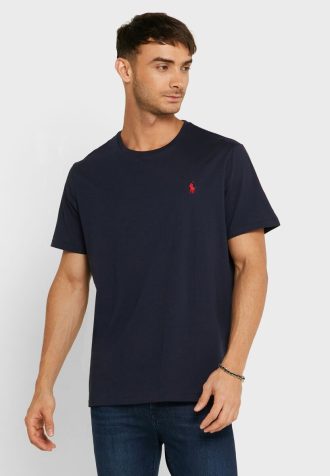 Námořnická pánská trička Ralph Lauren s vyšívaným logem s výstřihem
