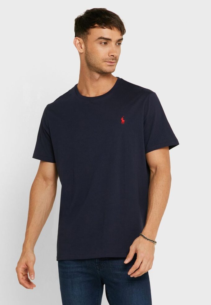 Námořnická pánská trička Ralph Lauren s vyšívaným logem s výstřihem