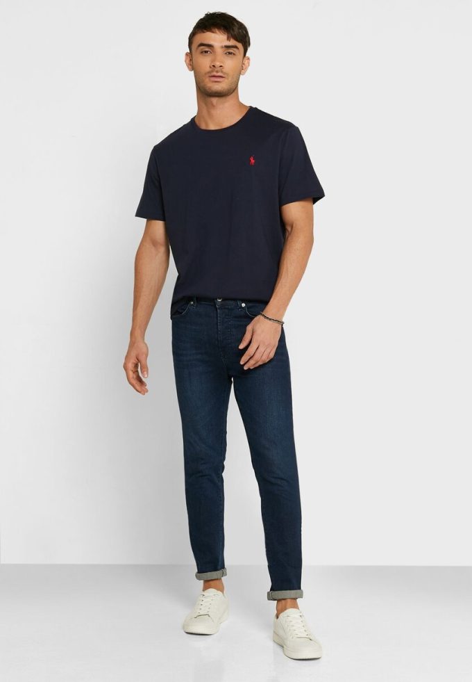 Námořnická pánská trička Ralph Lauren s vyšívaným logem s výstřihem