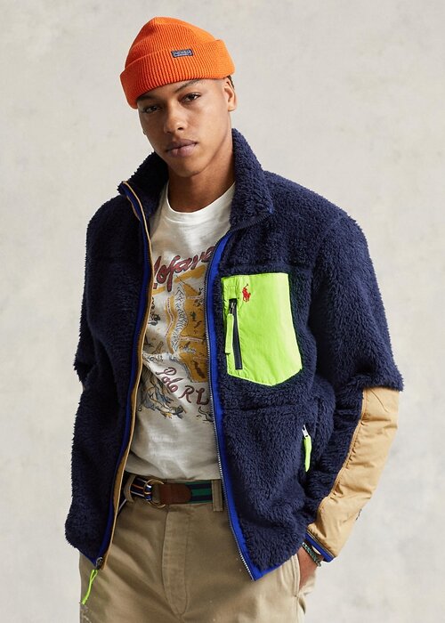 Námořnické vícebarevné pánské hybridní bundy Ralph Lauren proti větru Námořnické vícebarevné pánské hybridní bundy Ralph Lauren proti větru
