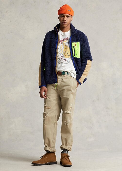 Námořnické vícebarevné pánské hybridní bundy Ralph Lauren proti větru Námořnické vícebarevné pánské hybridní bundy Ralph Lauren proti větru