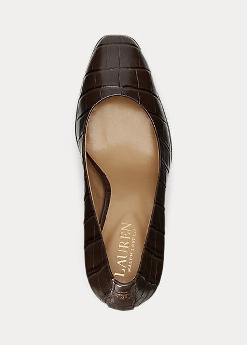 Čokoládové dámské embosované kožené podpatky Ralph Lauren Camila Čokoládové dámské embosované kožené podpatky Ralph Lauren Camila